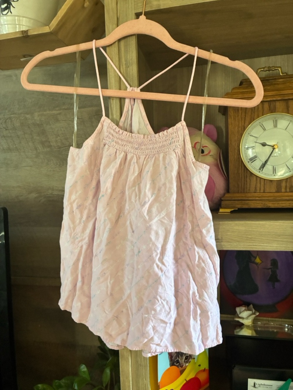 No Boundaries Pale Pink Smocked-Yoke Camisole